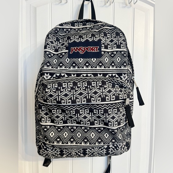Jansport Handbags - Jansport Black and White Geometric Pattern Backpack